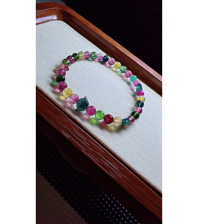 101F3 exquisite candy tourmaline bracelet, equipped with ingot shaped tourmaline, size