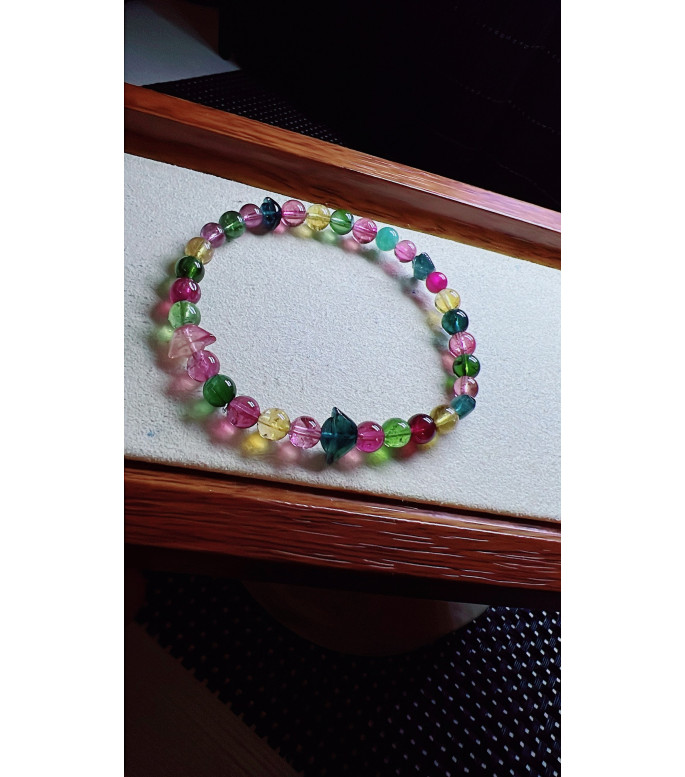 101F3 exquisite candy tourmaline bracelet, equipped with ingot shaped tourmaline, size