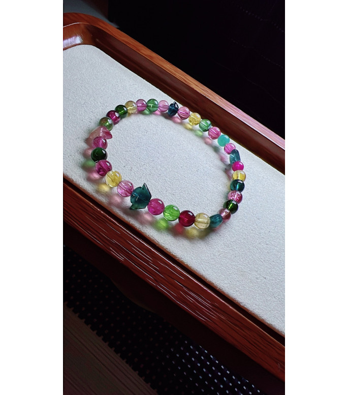 101F3 exquisite candy tourmaline bracelet, equipped with ingot shaped tourmaline, size