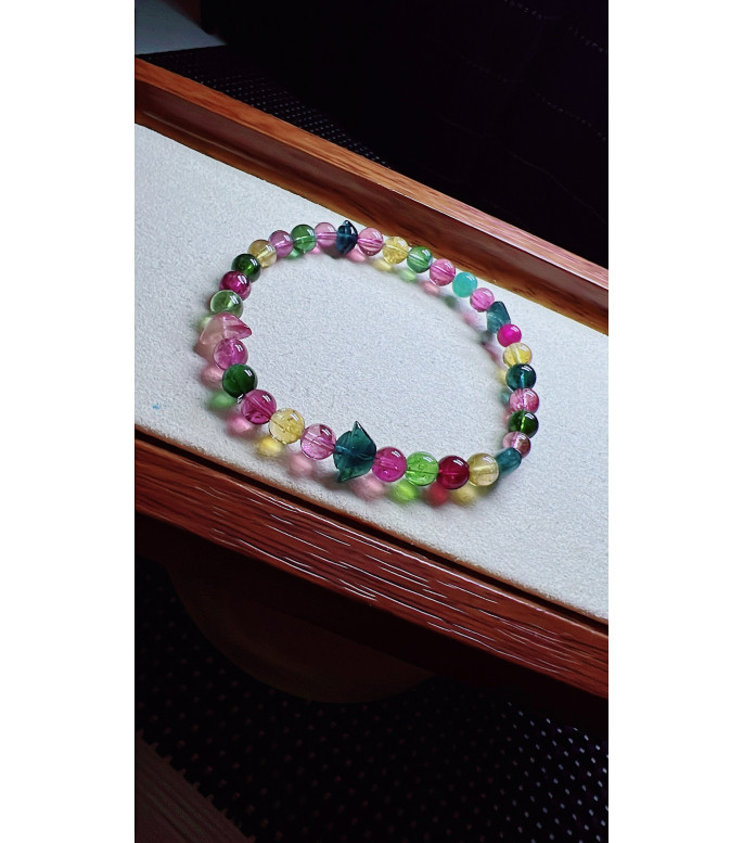 101F3 exquisite candy tourmaline bracelet, equipped with ingot shaped tourmaline, size
