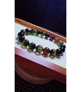 101F1 exquisite old mineral black sugar tourmaline bracelet, specification about 10mm