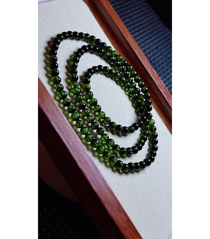 Exquisite green tourmaline three circle bracelet, size about 4.6mm, weight 19.3 grams