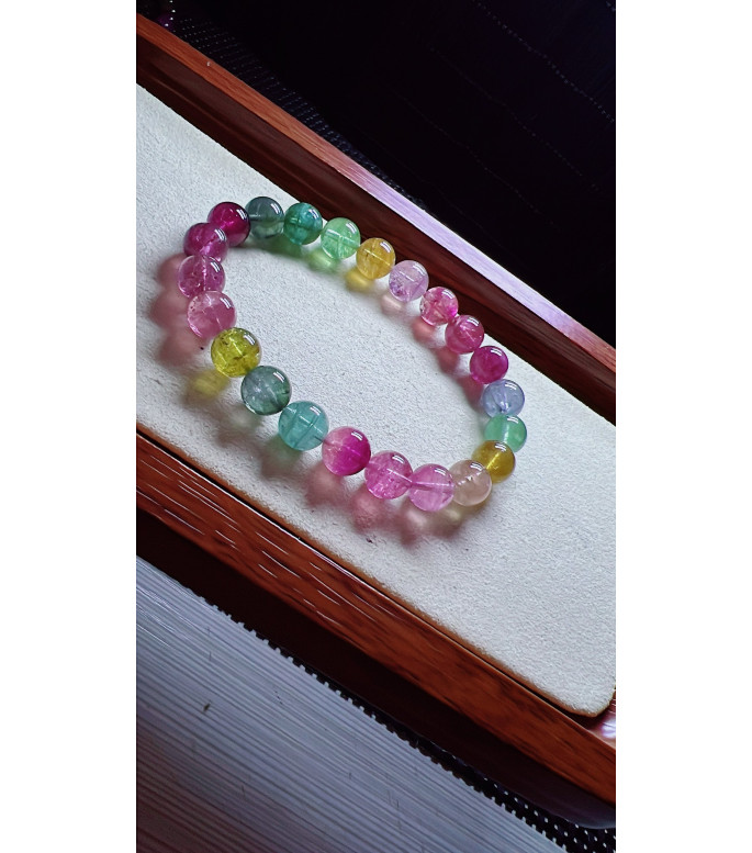 1230F12 exquisite light colored rainbow tourmaline bracelet, specification about 8.5mm 1230F12 exquisite light colored rainbow tourmaline bracelet, specification about 8.5mm