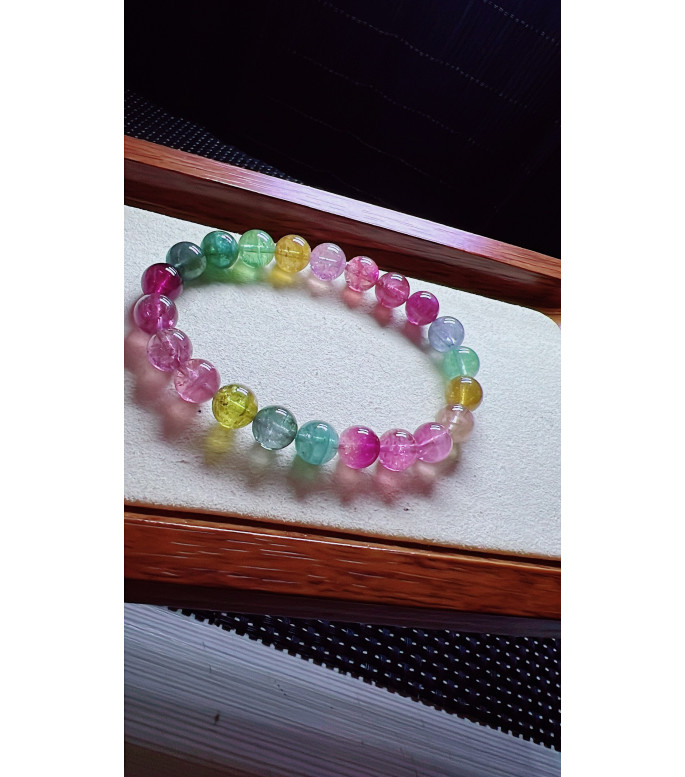 1230F12 exquisite light colored rainbow tourmaline bracelet, specification about 8.5mm 1230F12 exquisite light colored rainbow tourmaline bracelet, specification about 8.5mm
