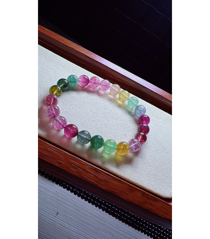 1230F12 exquisite light colored rainbow tourmaline bracelet, specification about 8.5mm 1230F12 exquisite light colored rainbow tourmaline bracelet, specification about 8.5mm