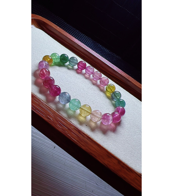 1230F12 exquisite light colored rainbow tourmaline bracelet, specification about 8.5mm 1230F12 exquisite light colored rainbow tourmaline bracelet, specification about 8.5mm