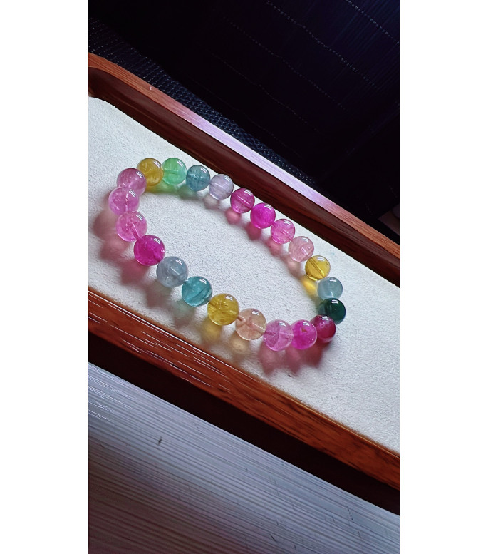 1230F11 exquisite light colored rainbow tourmaline bracelet, specification about 8.8mm 1230F11 exquisite light colored rainbow tourmaline bracelet, specification about 8.8mm