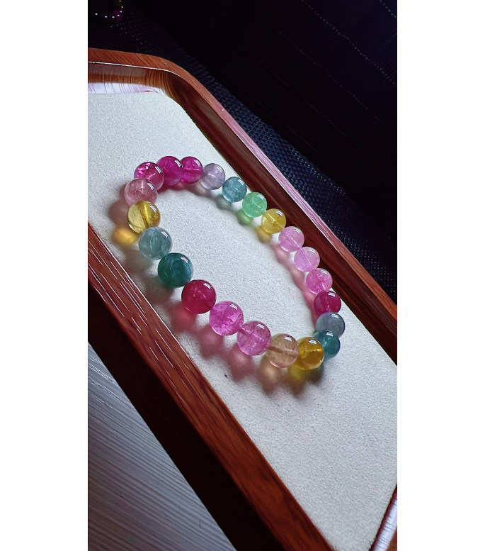 1230F11 exquisite light colored rainbow tourmaline bracelet, specification about 8.8mm 1230F11 exquisite light colored rainbow tourmaline bracelet, specification about 8.8mm