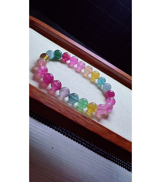 1230F11 exquisite light colored rainbow tourmaline bracelet, specification about 8.8mm 1230F11 exquisite light colored rainbow tourmaline bracelet, specification about 8.8mm