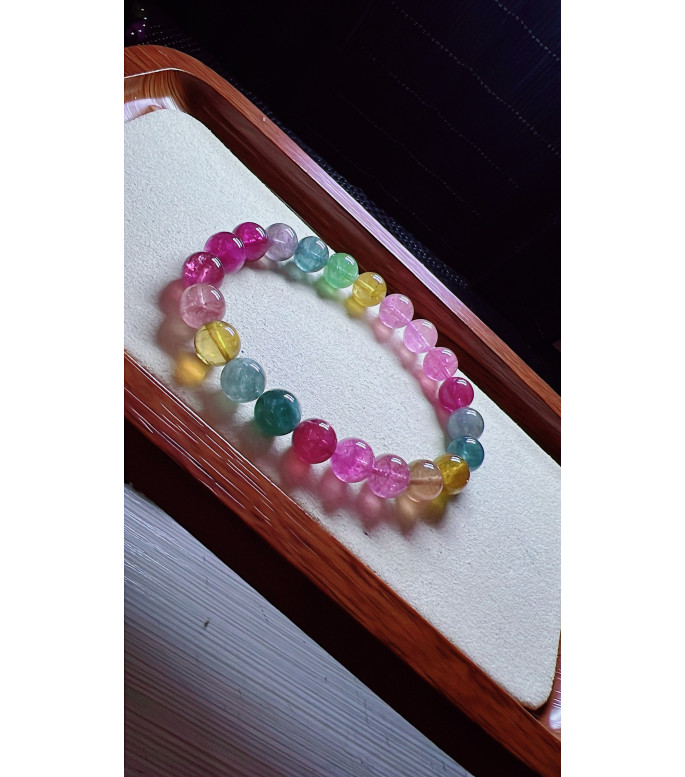 1230F11 exquisite light colored rainbow tourmaline bracelet, specification about 8.8mm 1230F11 exquisite light colored rainbow tourmaline bracelet, specification about 8.8mm