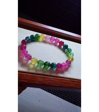 1230F9 exquisite rainbow tourmaline bracelet, size about 8mm, weight 20.1g, transparent