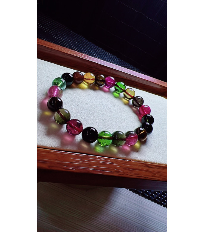 1230F8 exquisite old mine candy tourmaline bracelet, specification about 9mm, weight 24.8