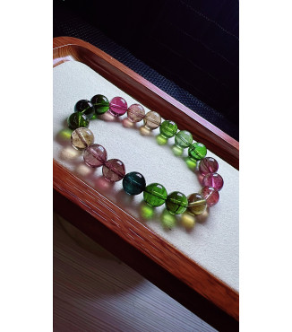 1230F7 exquisite old mine rainbow tourmaline bracelet, specification about 10mm, weight