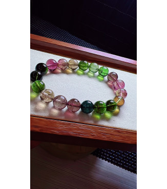 1230F7 exquisite old mine rainbow tourmaline bracelet, specification about 10mm, weight