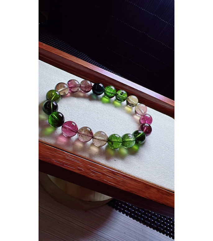 1230F7 exquisite old mine rainbow tourmaline bracelet, specification about 10mm, weight