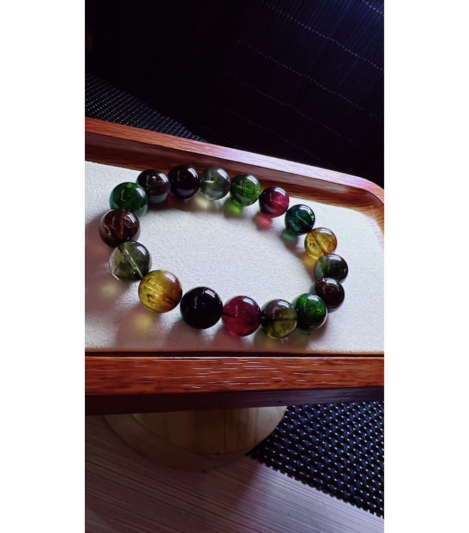 1230F6 exquisite black sugar tourmaline bracelet, specification about 12mm, weight 49.3