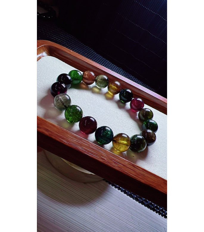 1230F6 exquisite black sugar tourmaline bracelet, specification about 12mm, weight 49.3