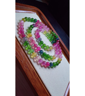 1230F4 exquisite rainbow tourmaline three circle bracelet, specification about 6.5mm