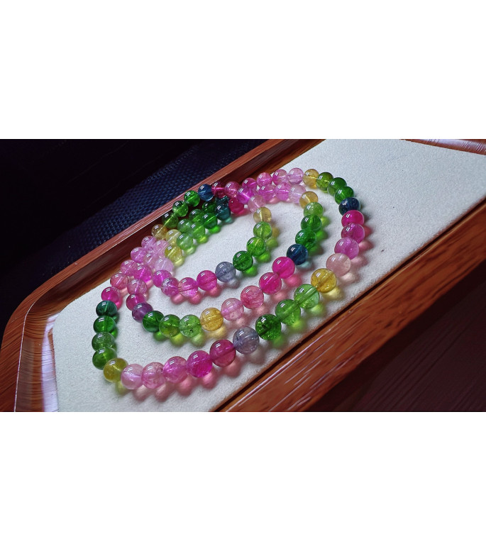 1230F4 exquisite rainbow tourmaline three circle bracelet, specification about 6.5mm 1230F4 exquisite rainbow tourmaline three circle bracelet, specification about 6.5mm