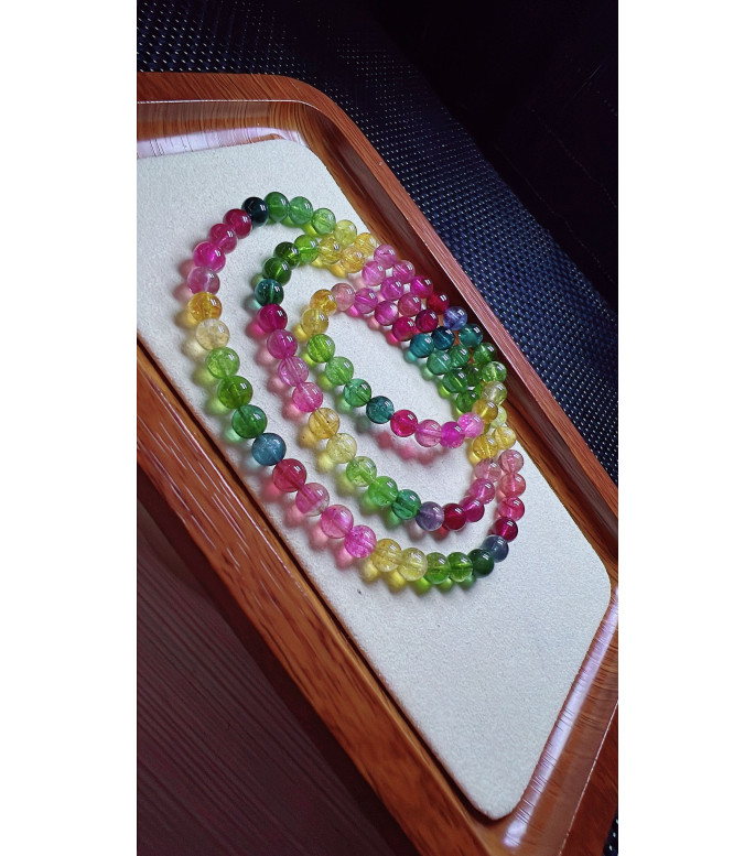 1230F3 exquisite rainbow tourmaline three circle bracelet, specification about 6.2mm 1230F3 exquisite rainbow tourmaline three circle bracelet, specification about 6.2mm