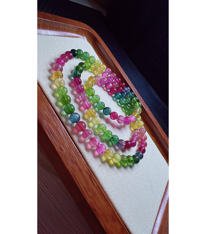 1230F3 exquisite rainbow tourmaline three circle bracelet, specification about 6.2mm 1230F3 exquisite rainbow tourmaline three circle bracelet, specification about 6.2mm