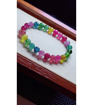 1227F11 exquisite fluorescent tourmaline bracelet, size about 7.7mm, weight 17.5g