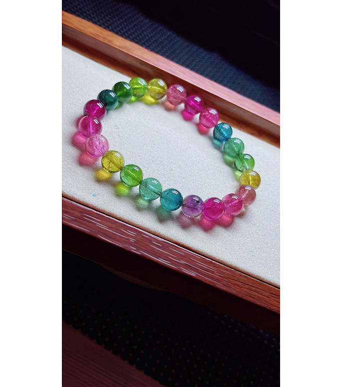1227F10 exquisite fluorescent tourmaline bracelet, specification about 8.5mm, weight 1227F10 exquisite fluorescent tourmaline bracelet, specification about 8.5mm, weight