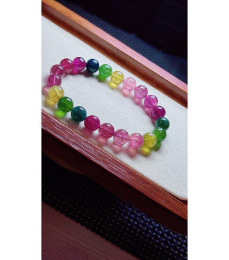 1227F9 exquisite rainbow tourmaline bracelet, size about 9mm, weight 24.7g, crystal