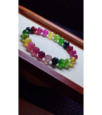 1227F8 exquisite rainbow tourmaline bracelet, size about 8.5mm, weight 22.5 grams