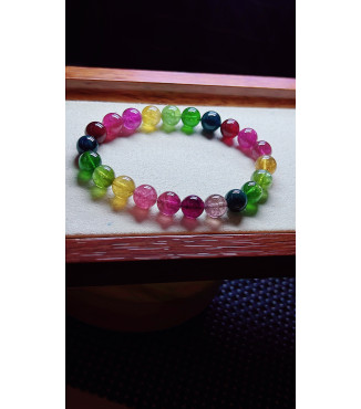 1227F8 exquisite rainbow tourmaline bracelet, size about 8.5mm, weight 22.5 grams