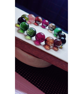 1227F7 exquisite old mine black beauty tourmaline bracelet, size about 15mm, weight