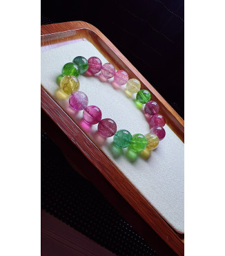 1227F6 exquisite rainbow tourmaline bracelet, size about 12mm, weight 47.9g, crystal