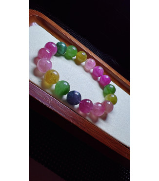 1227F3 exquisite rainbow tourmaline bracelet, size about 12.3mm, weight 53.9g, crystal