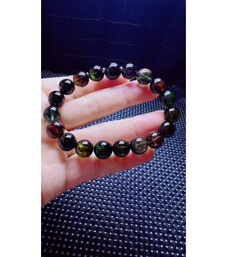 1227F2 exquisite old mineral black sugar tourmaline bracelet, size about 10mm, weight