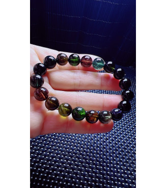 1227F2 exquisite old mineral black sugar tourmaline bracelet, size about 10mm, weight