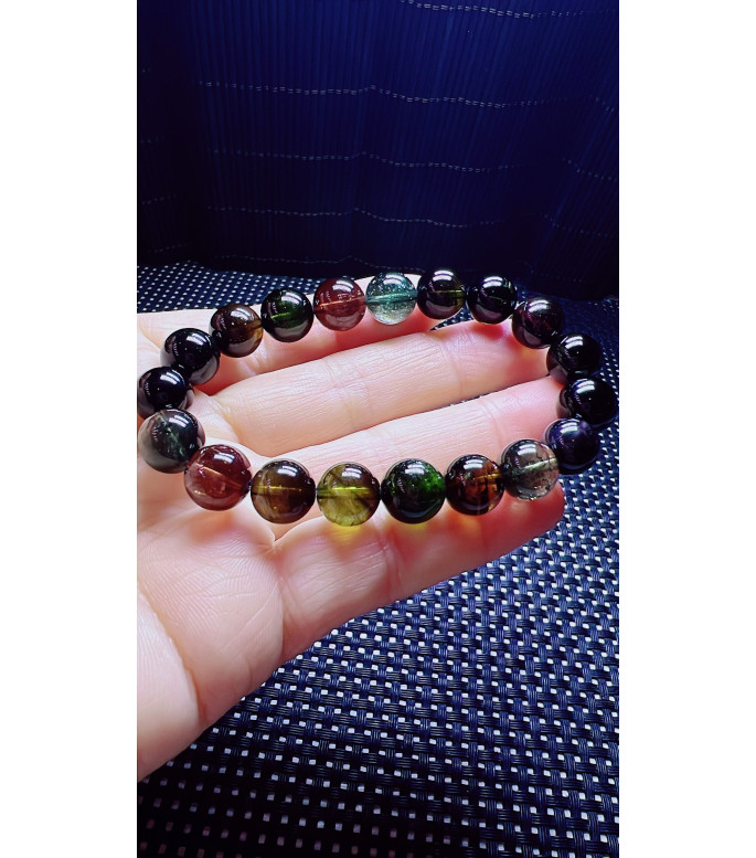 1227F2 exquisite old mineral black sugar tourmaline bracelet, size about 10mm, weight