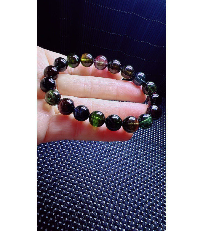 1227F1 exquisite old mineral black sugar tourmaline bracelet, specification about 10mm
