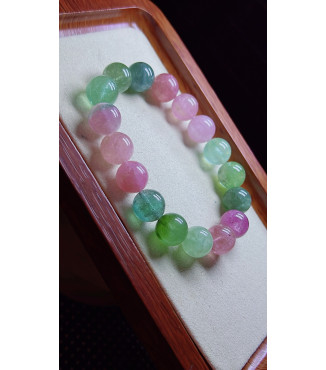 1225F12 exquisite macaron tourmaline bracelet, size about 12.5mm, weight 54.9g, crystal
