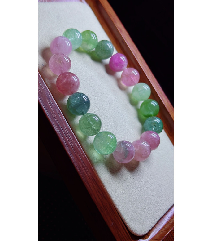 1225F12 exquisite macaron tourmaline bracelet, size about 12.5mm, weight 54.9g, crystal