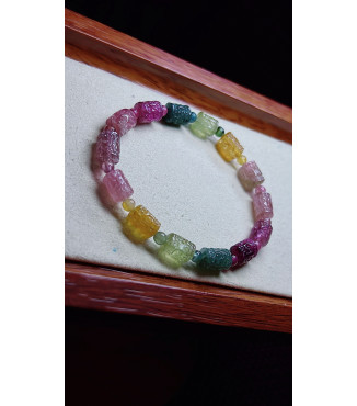 1225F10 exquisite patterned bead tourmaline bracelet, size about 7X9mm, weight 14.2