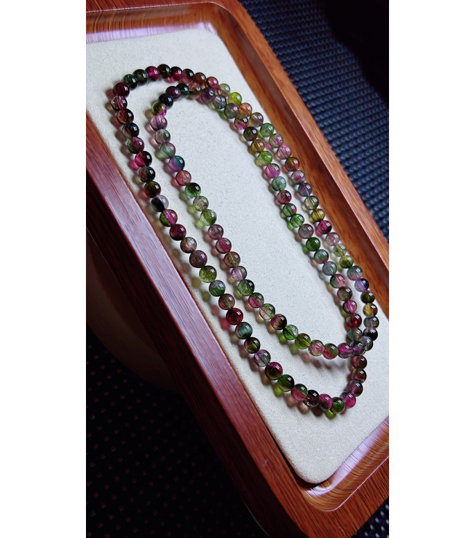 1225F6 exquisite watermelon tourmaline three circle bracelet, size about 5mm, weight 23.2