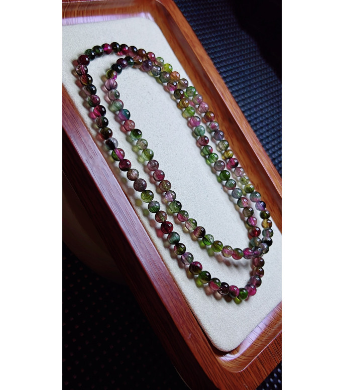 1225F6 exquisite watermelon tourmaline three circle bracelet, size about 5mm, weight 23.2