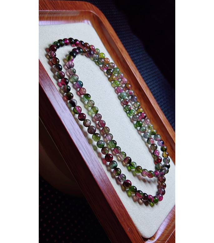 1225F6 exquisite watermelon tourmaline three circle bracelet, size about 5mm, weight 23.2