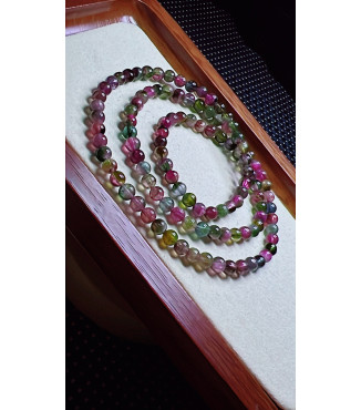 1225F5 exquisite watermelon tourmaline three circle bracelet, size about 5mm, weight 23.5