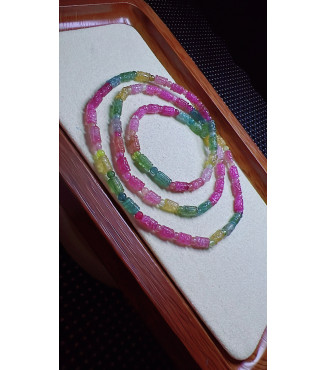 1225F4 exquisite patterned bead tourmaline three circle bracelet, size about 4 X6mm