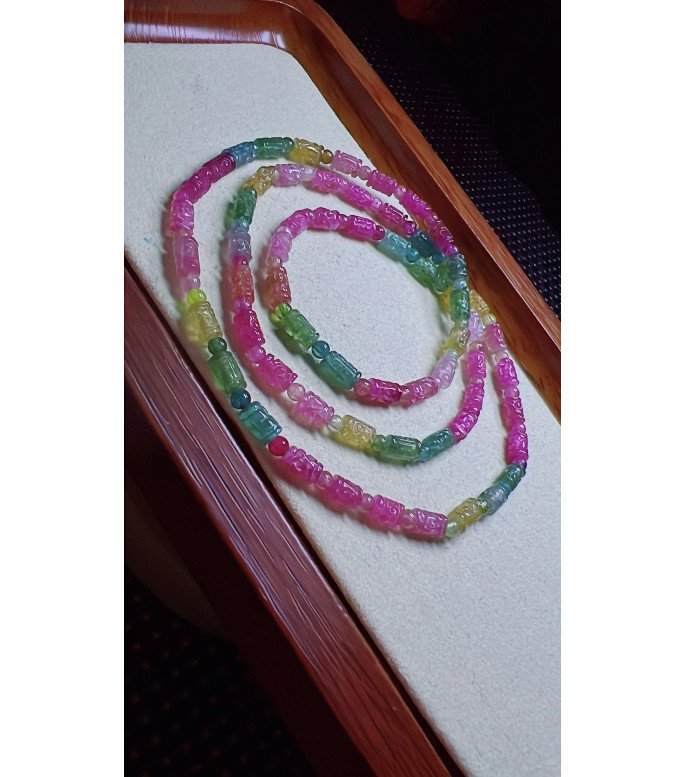 1225F4 exquisite patterned bead tourmaline three circle bracelet, size about 4 X6mm 1225F4 exquisite patterned bead tourmaline three circle bracelet, size about 4 X6mm