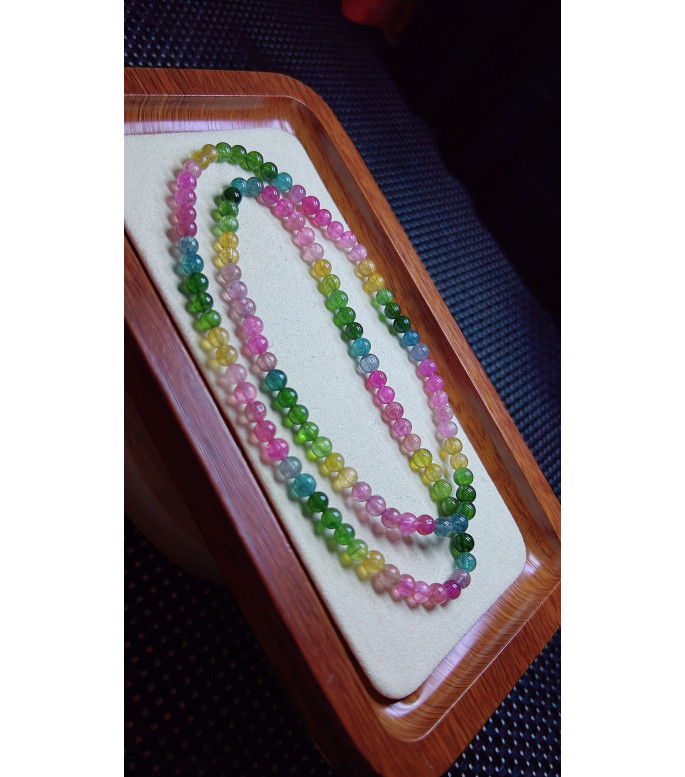 1225F2 exquisite rainbow tourmaline three circle bracelet, size about 5.1mm, weight