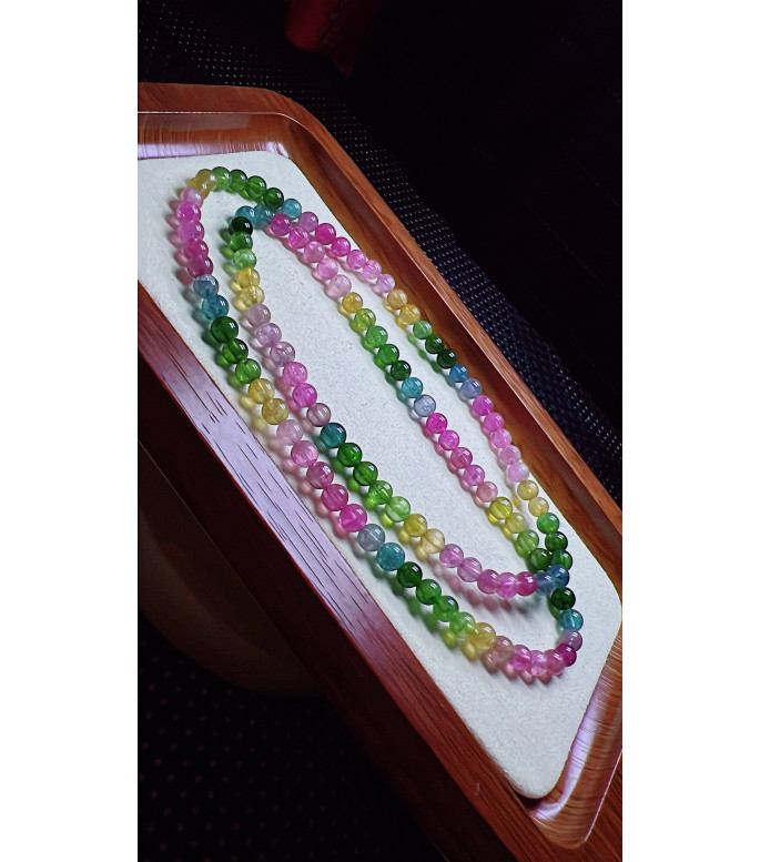 1225F2 exquisite rainbow tourmaline three circle bracelet, size about 5.1mm, weight