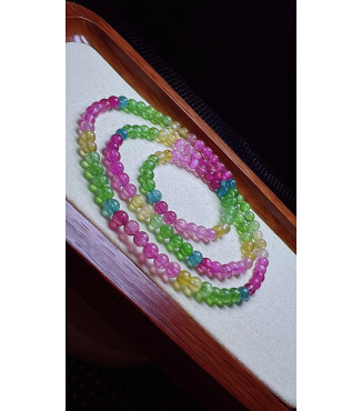 1225F1 exquisite rainbow tourmaline three circle bracelet, size about 4.7mm, weight