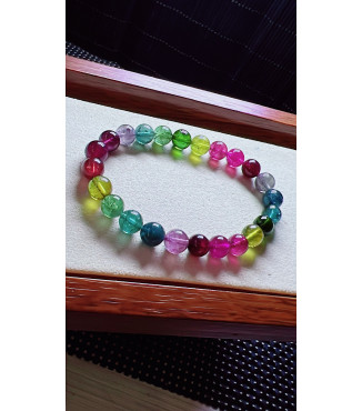 1223F15 exquisite fluorescent tourmaline bracelet, size about 7.5mm, weight 17 grams